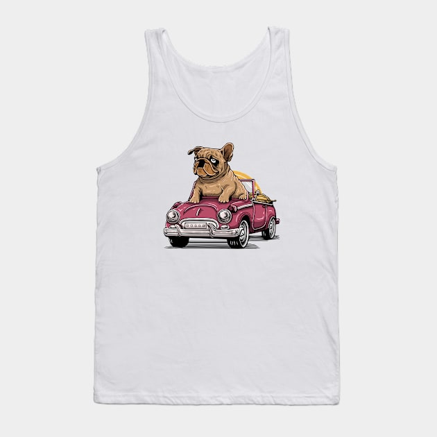 Bulldog Riding Open Roof Car Tank Top by eijainspire